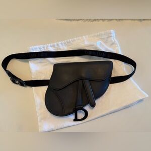 Dior ultra matte Black Saddle belt bag